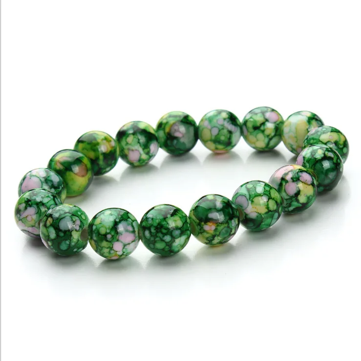 

Natural Arizona Turquoise Beads Round Green Imperial Jasper Gemstone Loose Beads Bracelet