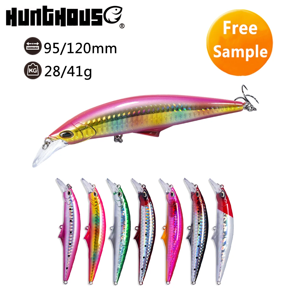 

3D eyes long casting sea bass sinking unpainted hard minnow lures bait, Various