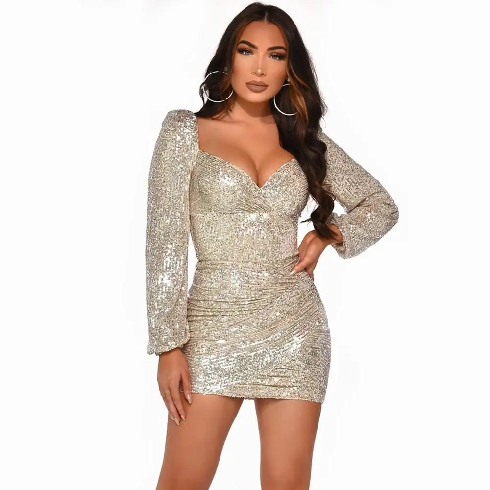 2020 Sexy Fashion Sequined Evening Dress Two Piece Set Dress Women Clothes