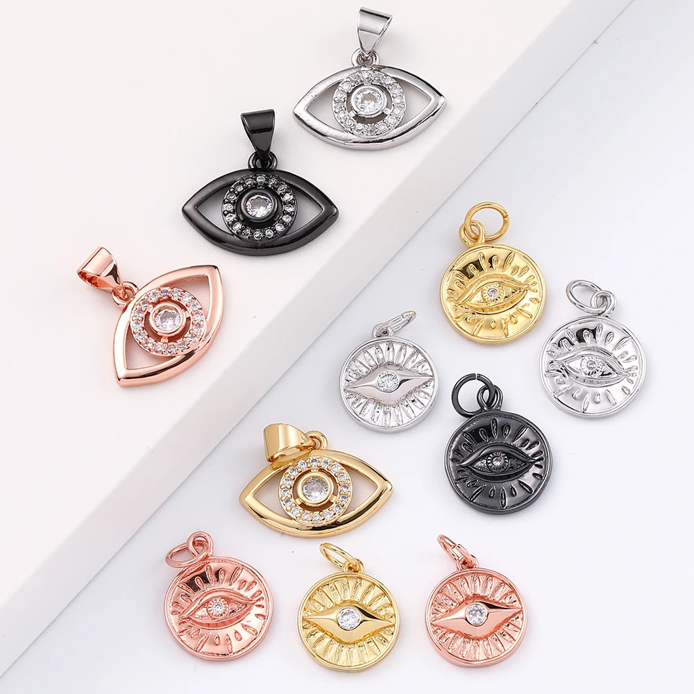 

Various of styles 18k gold-plated copper with zircon hollow charms eye pendant for jewelry necklace bracelet earring diy design