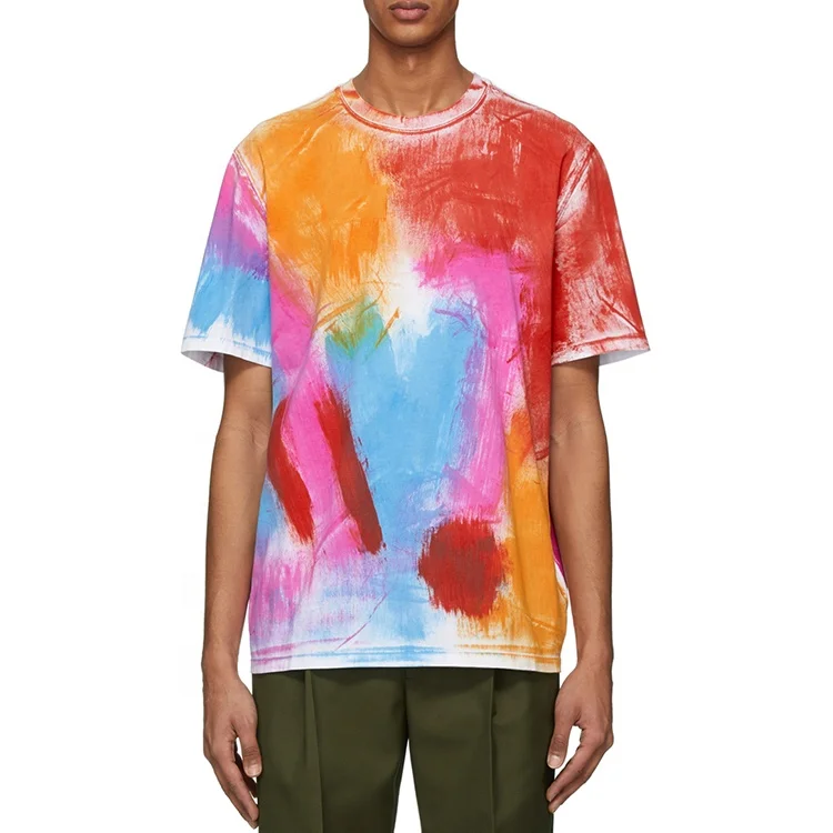 

OEM factory customized painting multi color cotton t shirt for men