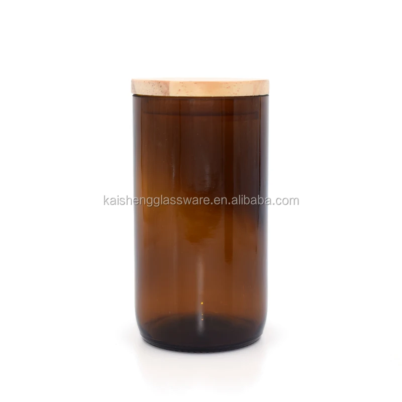 Wholesale Amber Glass Jars With Lid For Candles And Amber Glass Container For Candle Making