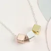 new arrivals 2019 jewelry Stainless Steel 5MM Tri Cube Square Silver Gold Rose Gold Triple Mixed Metal Tones Cube Necklace