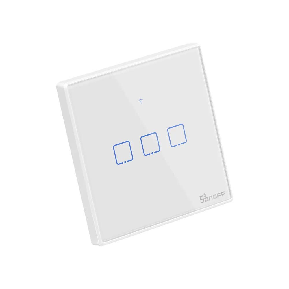

SONOFF T2UK 3C TX 3 Gang WiFi Panel Touch R emote Wall APP Control Light Timing Switch (UK)