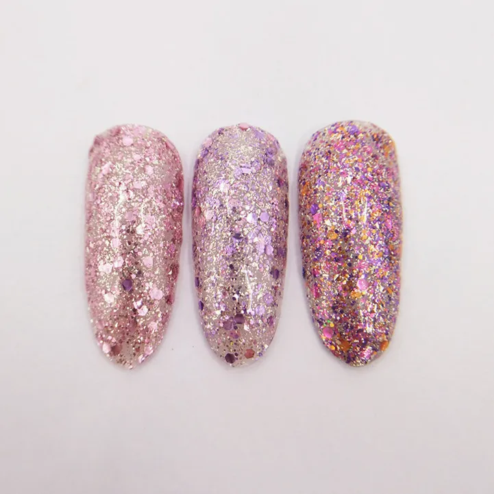 

Unigel Retail Glitter Powder Nail Polish UV Gel Glue Fashion Trends 24PCS Set Spring Colors, 24 colors