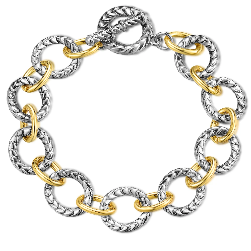 

Mytys New Gift Item Link Bracelet Jewelry Toggle-clasps Two Tone Chain Bracelet B1160