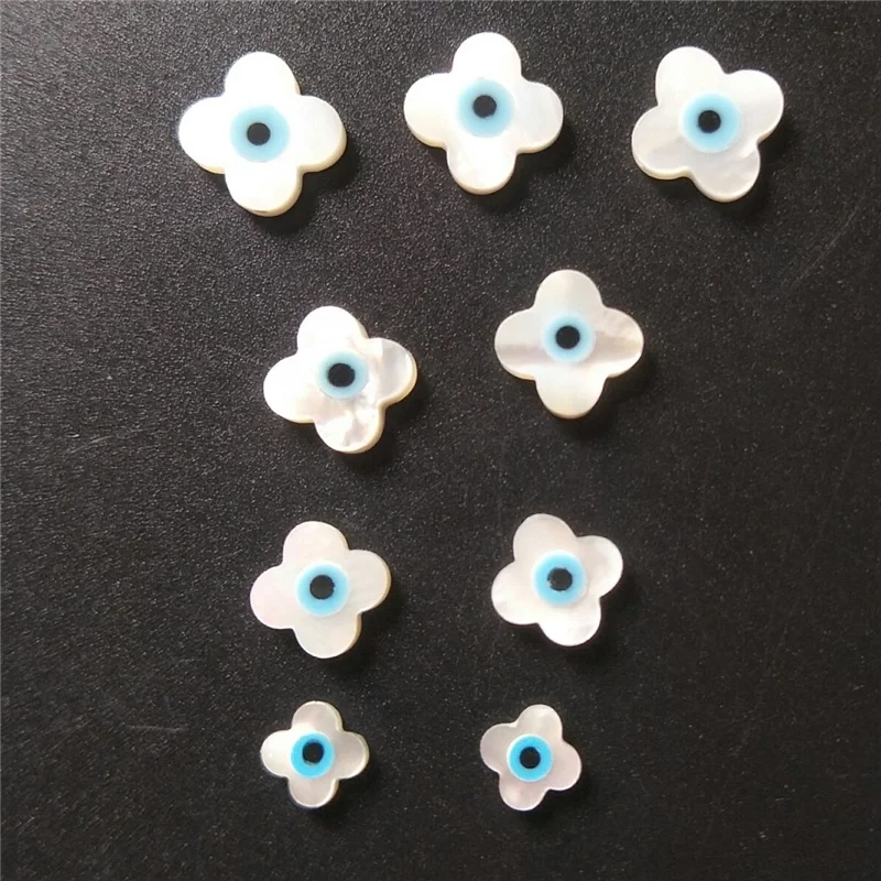 

Wholesale mother of pearl shell four leaf clover evil eye beads for diy jewelry making accessories