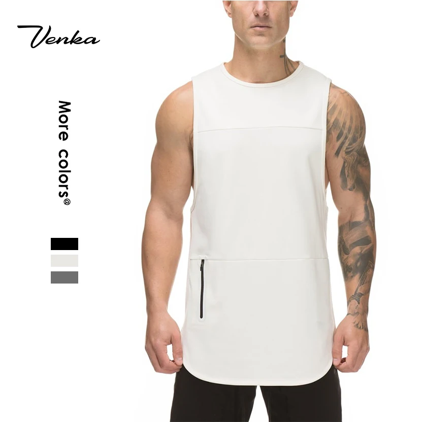 

Sports Fitness Wear Men Clothing 2020 trending Solid Color And Camouflage Men Tank Top Gym With Side Zipper Pocket, Black,white,camouflage green,gray