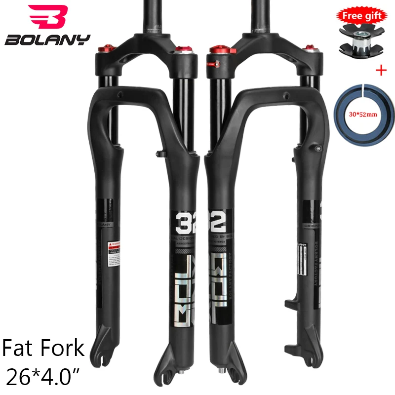 

BOLANY Snow suspension 26inch Aluminum Alloy Air Gas Bike Fork For Fat 4.0"Tire e-bike Bicycle Accessories