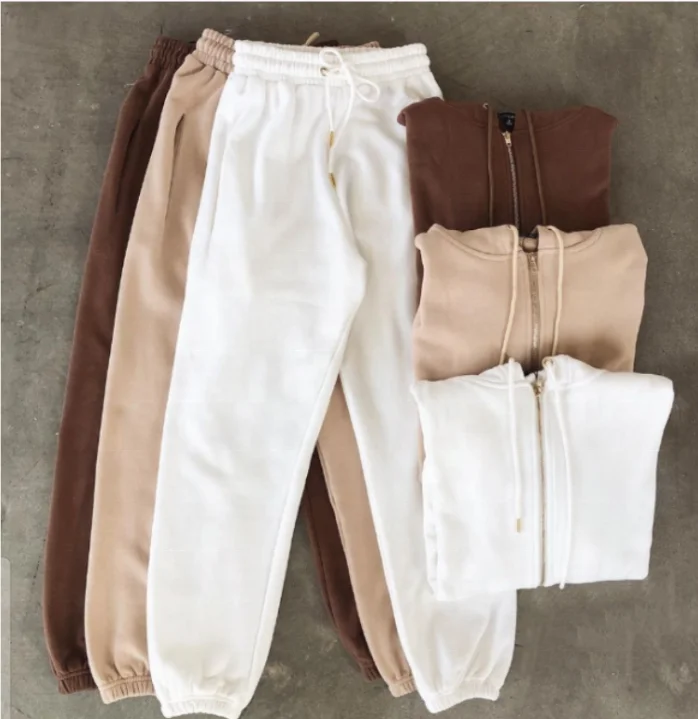

Customized Cropped Zipper Hoodie Set Pocket Full Zip Up Hoodies Sweatshirts Sweatpants Two Piece Jogger Sets Women Outfit, As your requirement