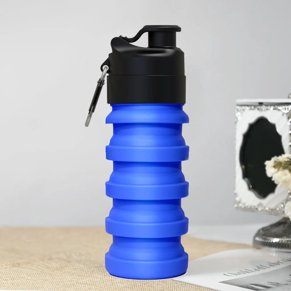 

Customized foldable BPA free 500ML silicone water bottle for sports, Customized color acceptable