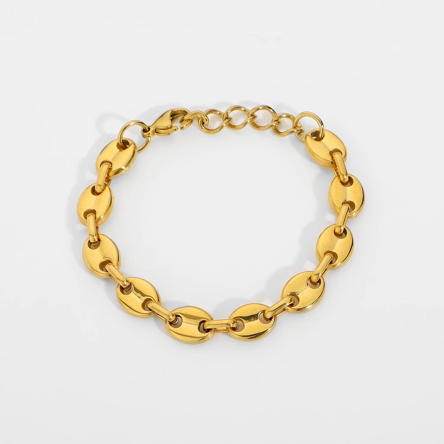 

INS Pig Nose Chain Bracelet Necklace European style Punk Jewelry Gold Plated Titanium Steel Coffee Beans Chain Bracelet