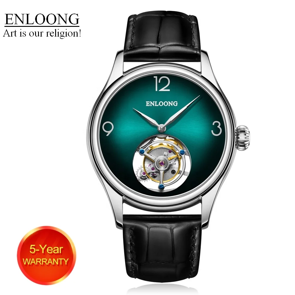 

2021 ENLOONG Real Luxury Tourbillon Watches Men with Cocktail Dial 316L Steel Case Sapphire OEM Logo Mechanical Watches Green