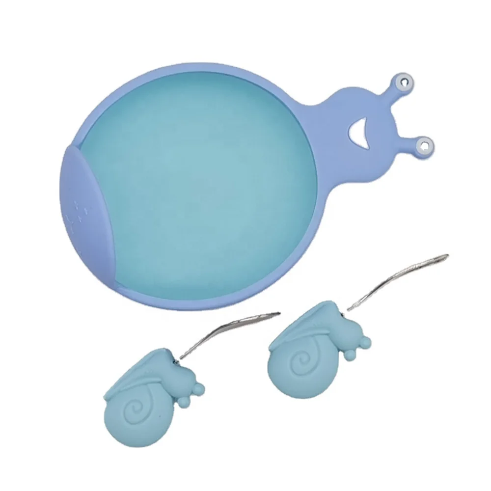 

Top-rated Cute Snail Shape Anti-slip BPA Free silicone bowl with Spoon Fork set for Kids, 16 colors or customized