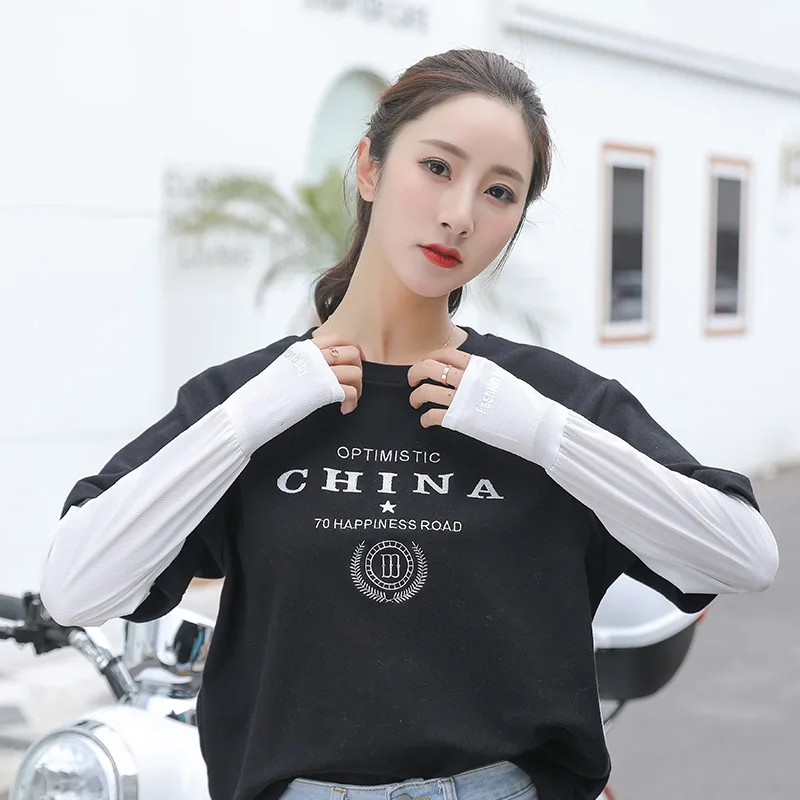 

Summer Ice Sleeves Sun Protective Quick Dry Driving Cycling Compression Sports Ice Silk Arm Sleeves for Unisex, Picture shows