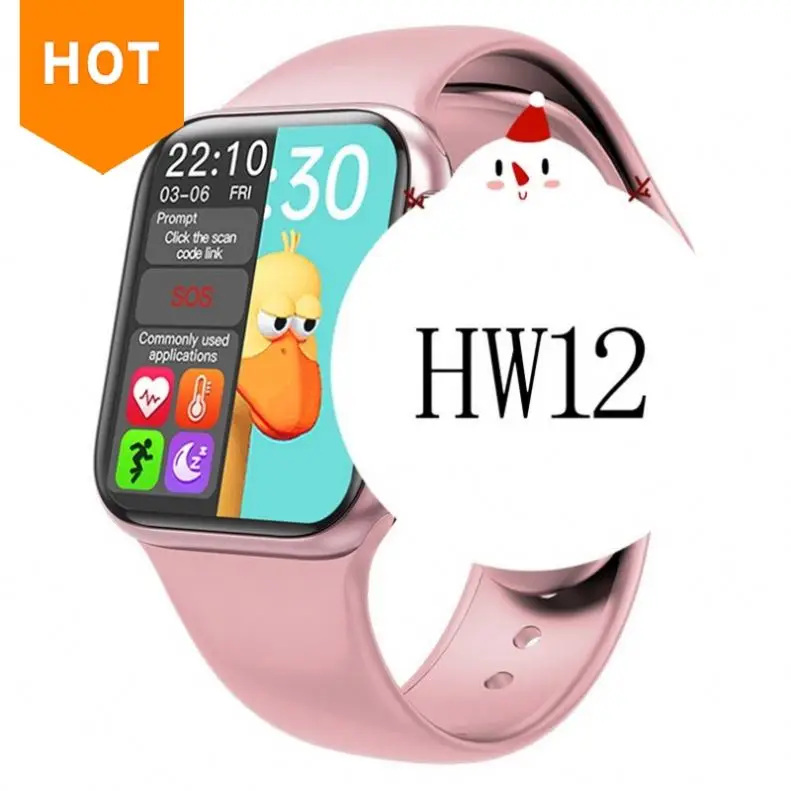 

2021 long battery 40mm reloj hw12 smart watch 1.57 inch full touch screen iwo hw12 lady smartwatch, Black,silver,pink,red,blue