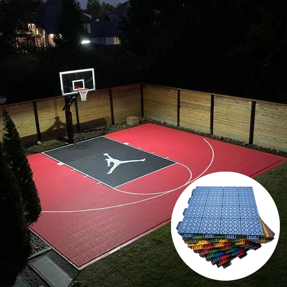 

Interlocking tiles for basketball court flooring outdoor