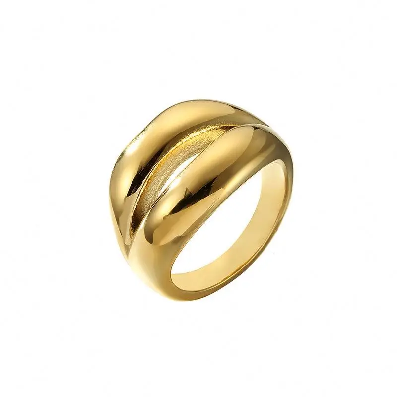 

Vintage Gold Plated Lips Shape Stainless Steel Ring Jewelry for Female