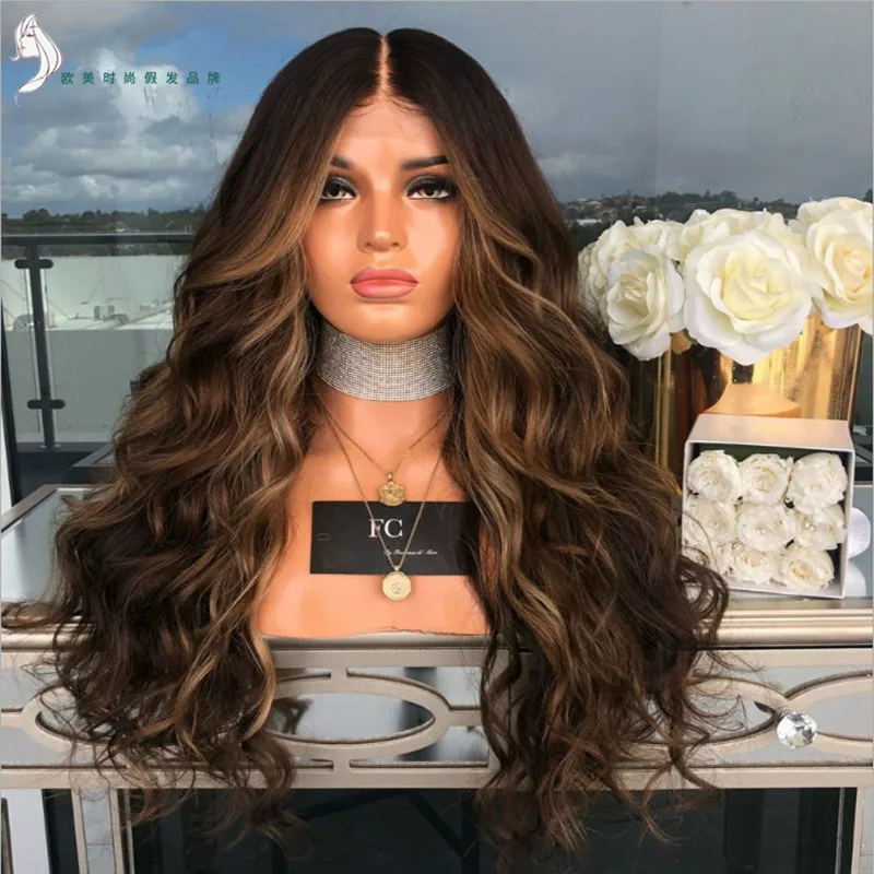 

Hot Selling in amazon no tangled top quality natural deep curl synthetic hair lace wig ombre curl wig, Black
