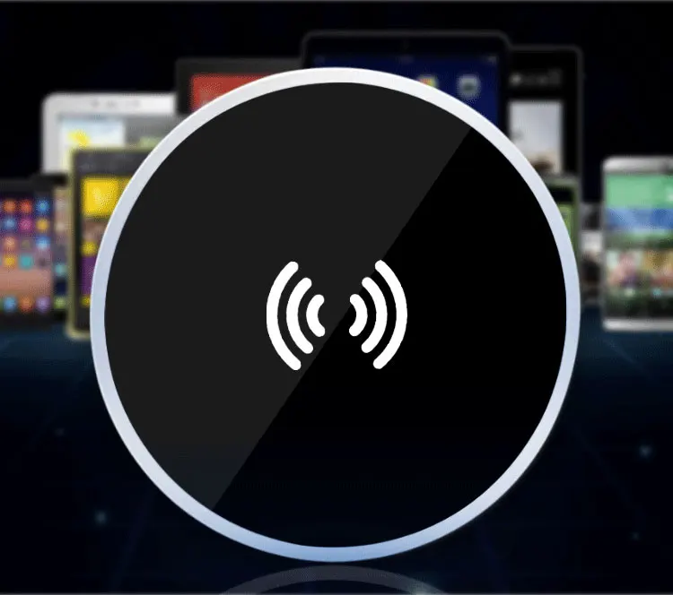 

Desk embedded wiireless charger pad for phone charging.