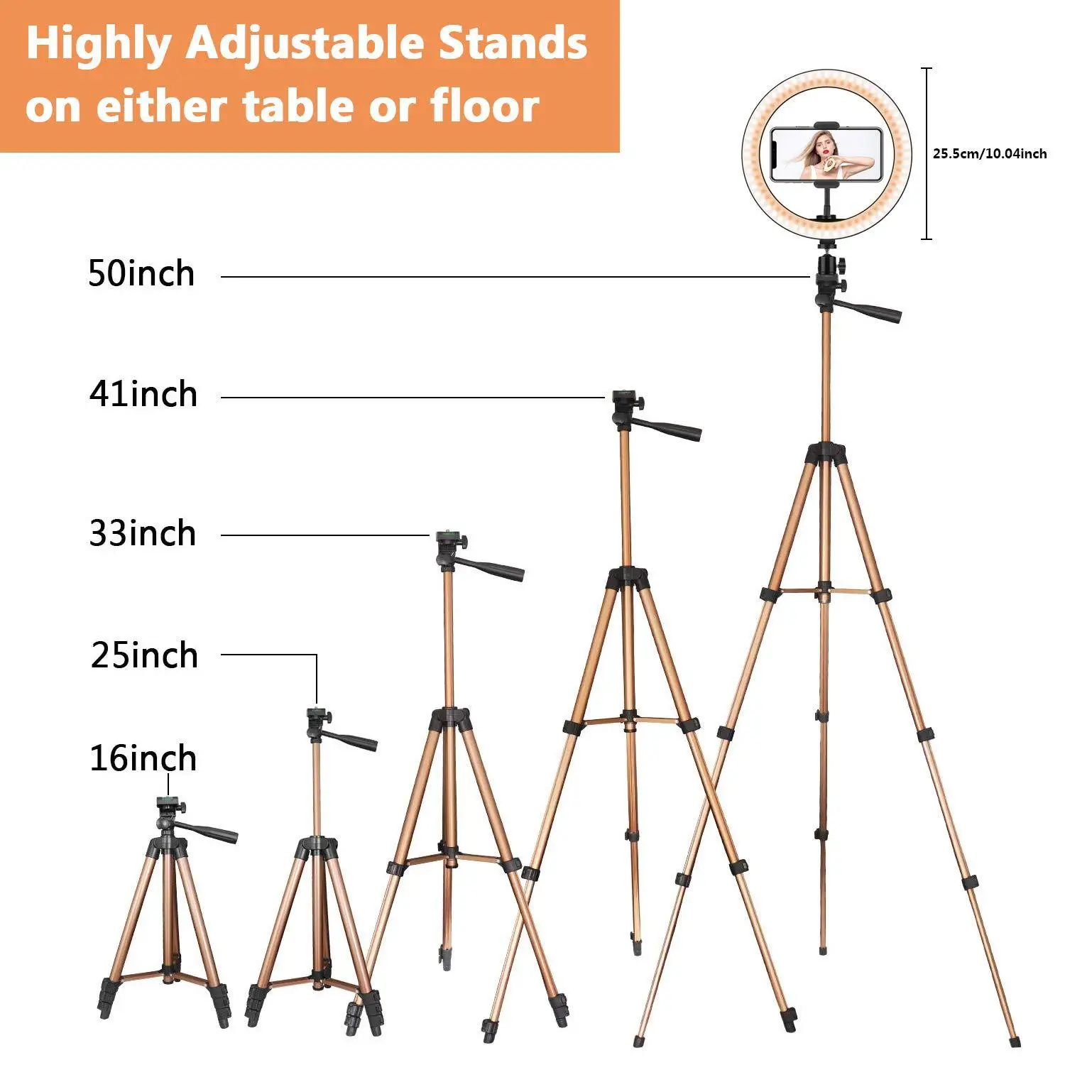 Hot Sellings 2020 Amazon 6 Inch 10 Ring Light with Tripod Stand for Smartphone Led Photography Studio Lighting Kit