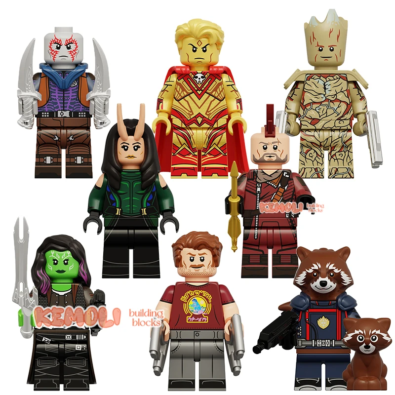 

Super Heroes KT1070 Star-lord Mantis Adam Drax Rocket Raccoon Guardians of the Galaxy Building Block Figure Collect Plastic Toy