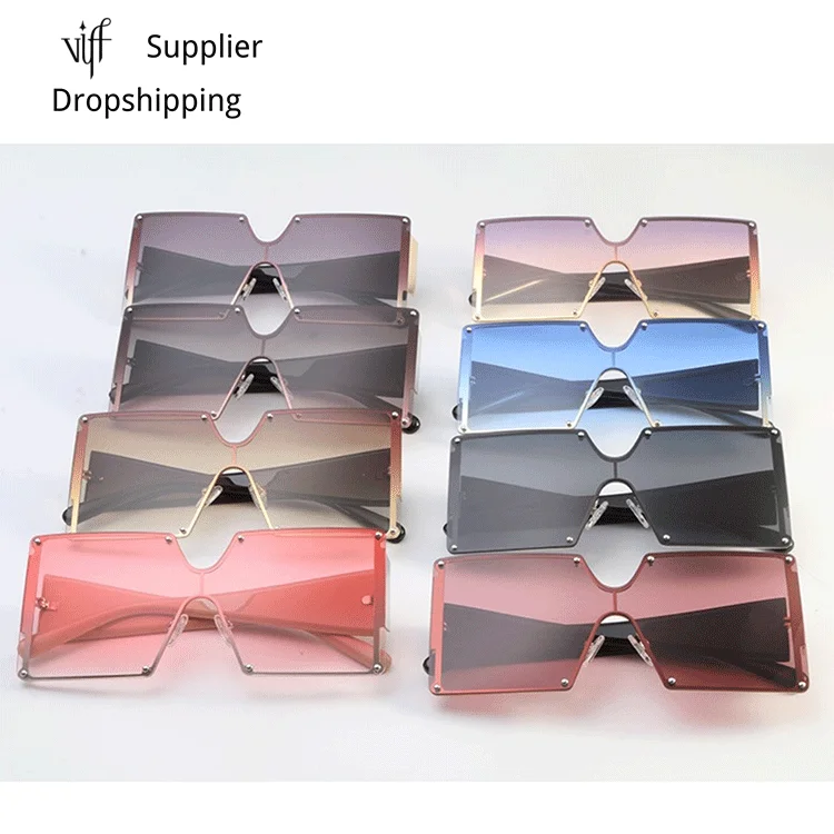 

Brand Designer Newest Fashion Women Oversized Rimless Sunglasses 2021Custom Trendy Sunglasses