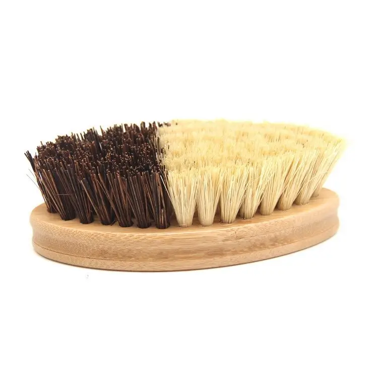 

Eco Friendly Custom LOGO Bamboo Wooden Oval Vegetable Fruits Brush Kitchen Scrub Cleaning Pot Pan Dish Cleaning Brush, Bamboo color