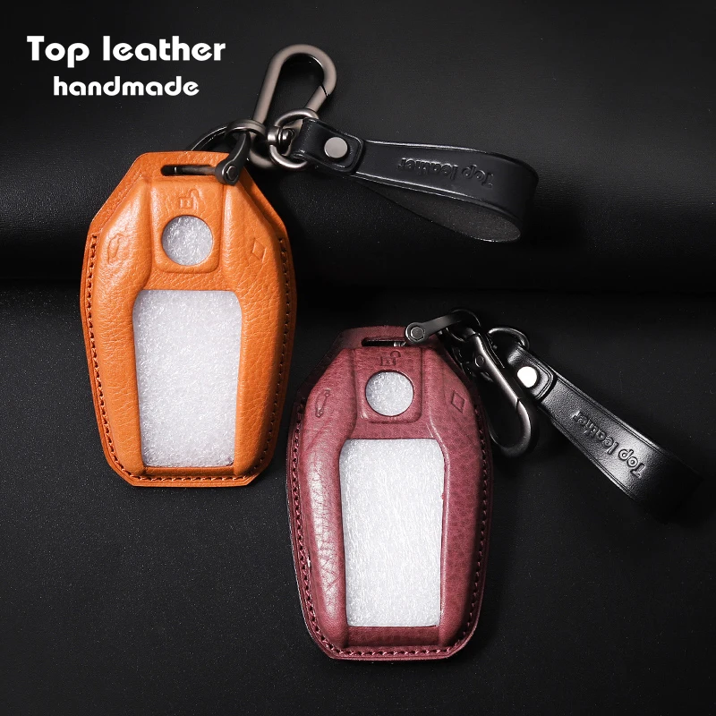

2021 NEW High Quality Genuine Leather Smart Car Key Case Cover for BMW X3\X4\X5\X6\X7\X346, 6 color available