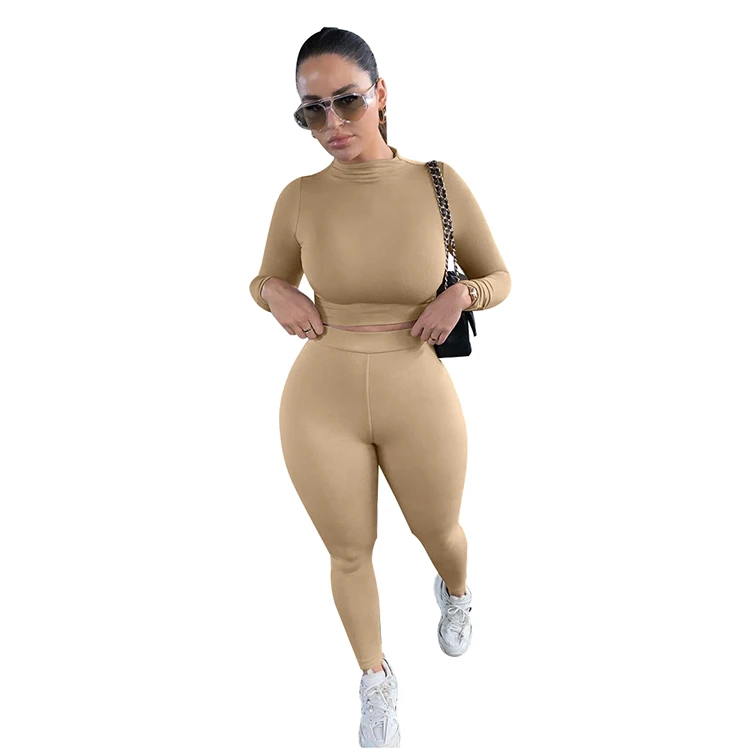 

High Quality Full Sleeve Legging Pants Jogging Sets Sports Solid Women 2 Piece Set Clothing For Active Wear