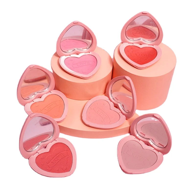 

Wholesale 6 Colors Blush High Pigment Love Heart Blush Private Label Long Lasting Face Makeup Blush