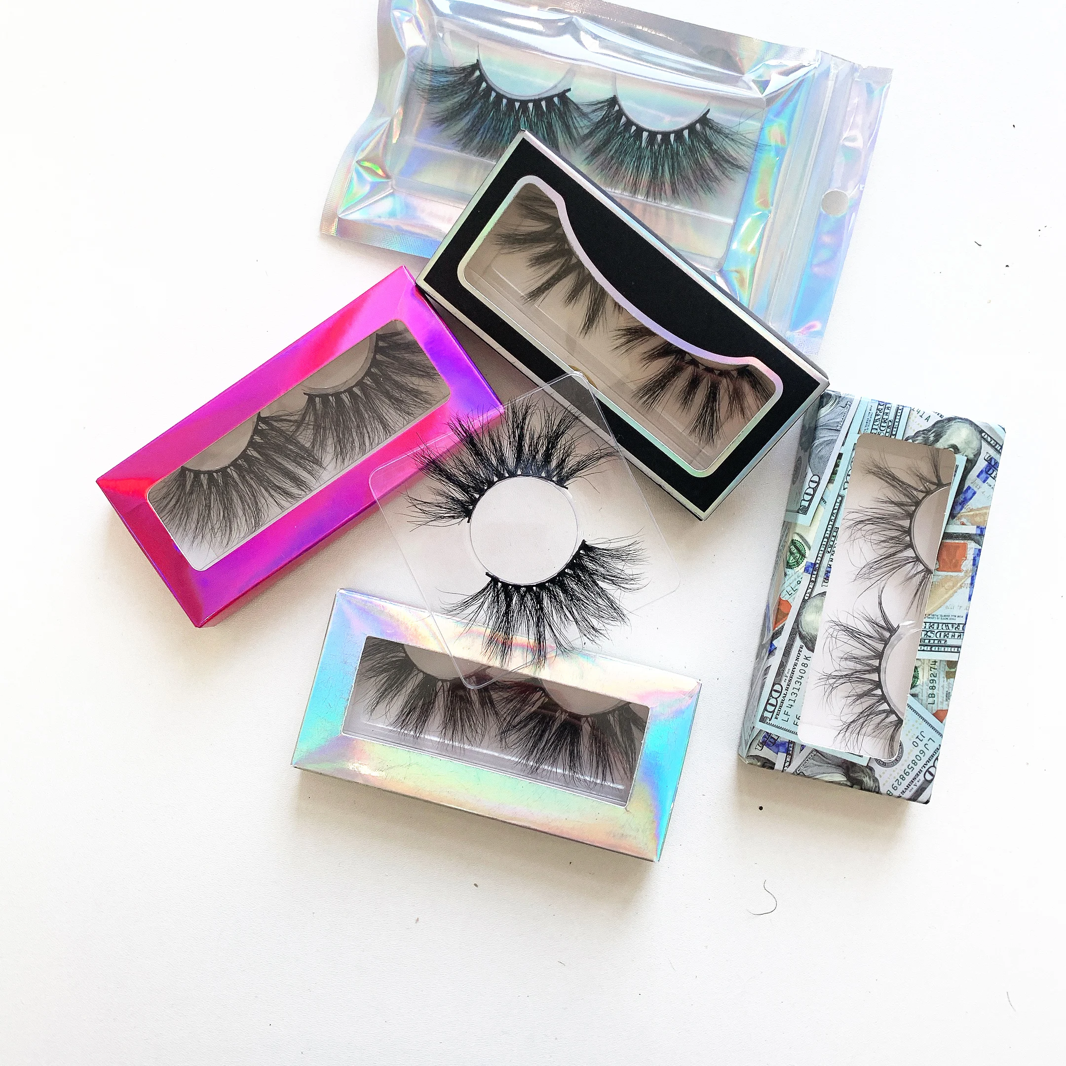 

2021 New hot sale super long 5d 25mm lashes3d eyelash box packaging cruelty free 100% real 3d mink eyelashes, Black color