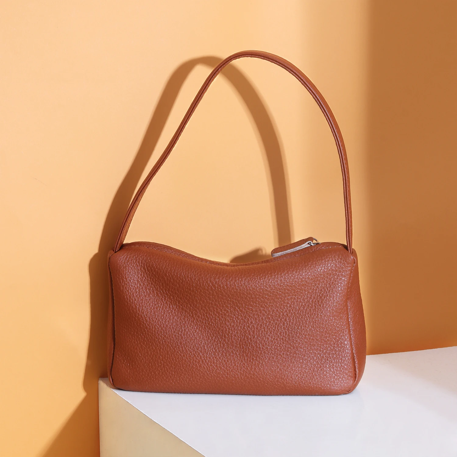 

Miaorui 2021 Soft Shoulder Bags For Girls Women Handbags Genuine Leather Designer Elegant Pillow Shape Female Bag, Black, white, caramel