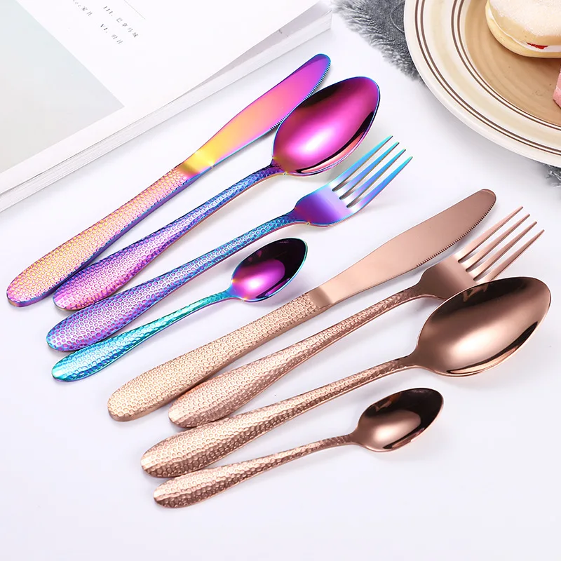 

Wedding Golden Plated Cutlery Stainless Steel Silverware Set Gold Spoon Forks and Knives Flatware, Silver,gold,rose gold,black,colorful color