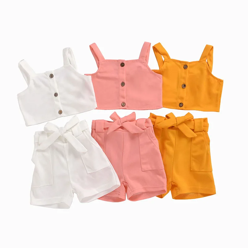 

RTS soft fabric 2 piece summer girls outfit set cute children boutique clothing, As picture show
