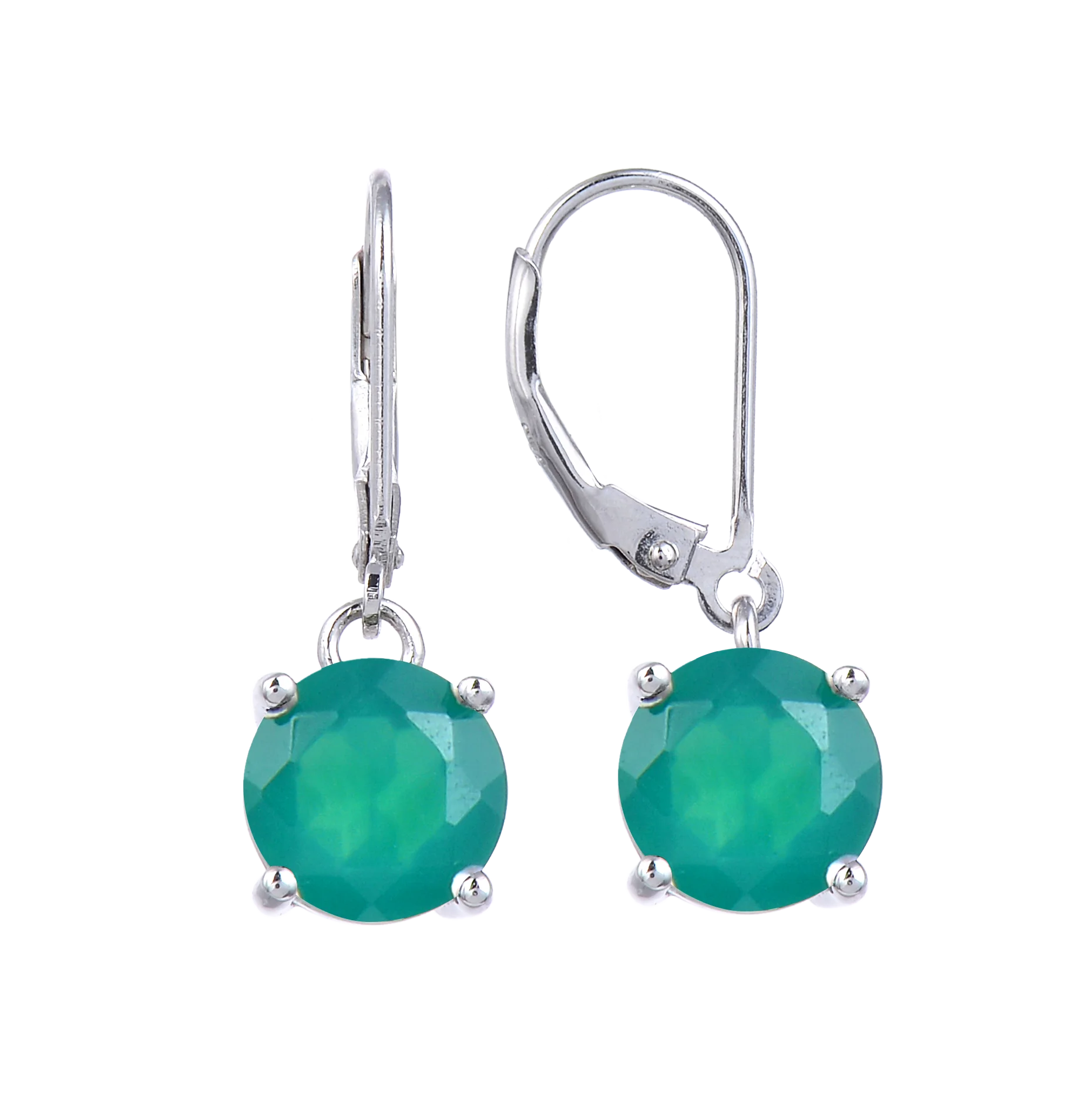 

Wholesale Jewelry Silver Earrings with Natural Stones Green Agate Solitaire Claw Setting Earrings for Women Jewelry