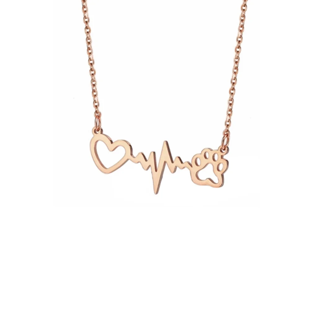 

Wholesale Autism Jewelry Love Heartbeat Necklace Collar De Corazon Luxury Necklace Women 14K Necklace Stainless Steel Jewelry