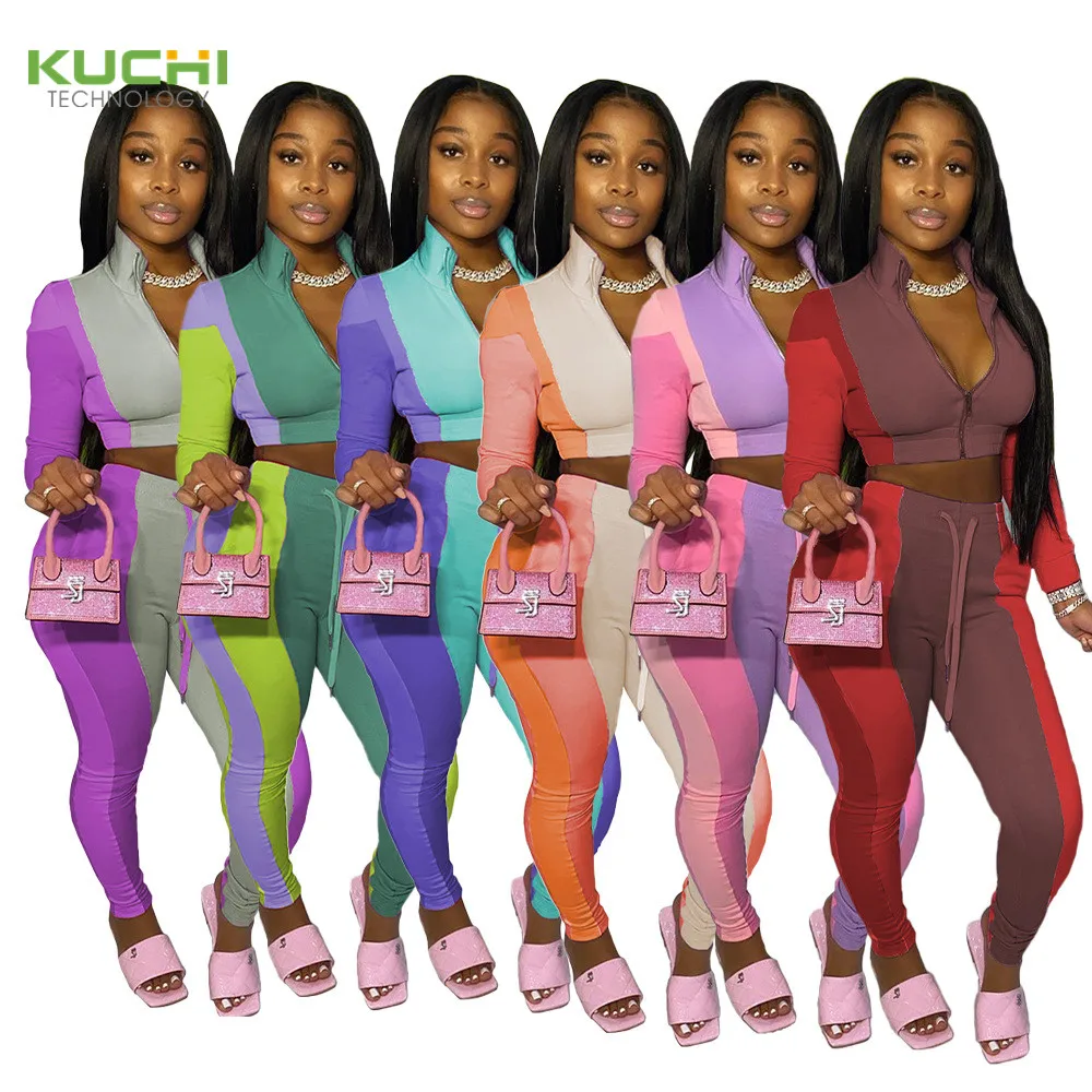 

New Style Fall Women Sets Fitness 2 piece Sportswear Outfit Clothing Tank Top Apparel Workout Jogger Tracksuits Sets For Women