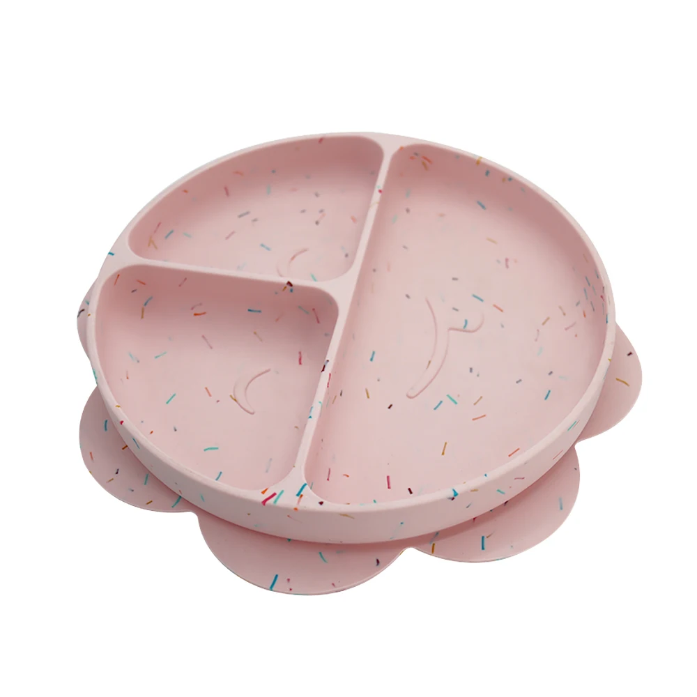 

New Design Non-toxic 100% BPA Free Food Grade Child Plate Silicone Dining Baby Plates With Suction, Pink