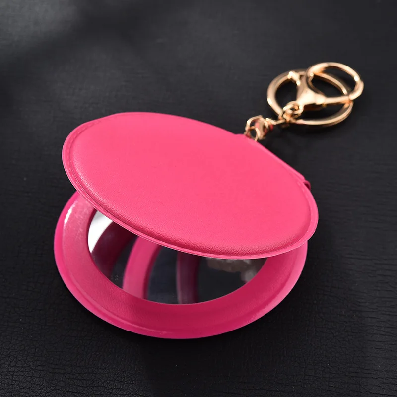 

Yunxi PU Fashion customized logo printing makeup vintage mirror cosmetics hand mirror kechain double side mini pocket mirror, Choose