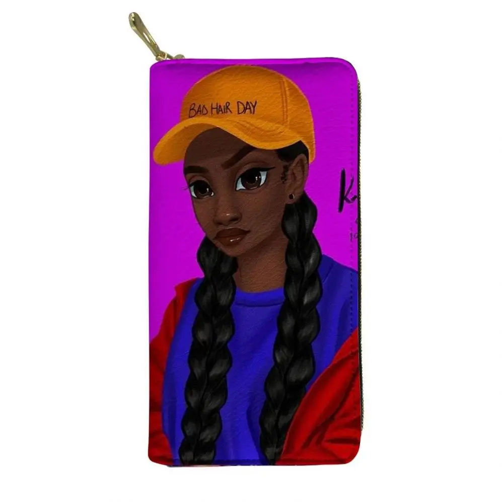 

Wallets Leather Woman Purses Black Girls Magic African Printed Ladies Credit Card Organizer Clutch Women Purse Wallet Pu Leather, Customized color