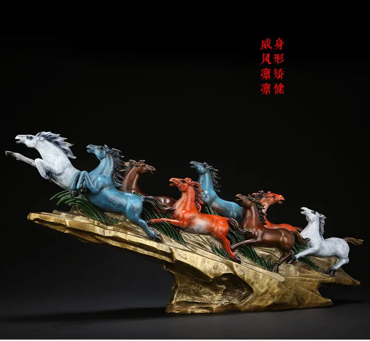 Feng Shui Handcrafts Handmade Brass Horse Take The Lead Figurine Wealth Power Running Horse Statue Home Decor Gift