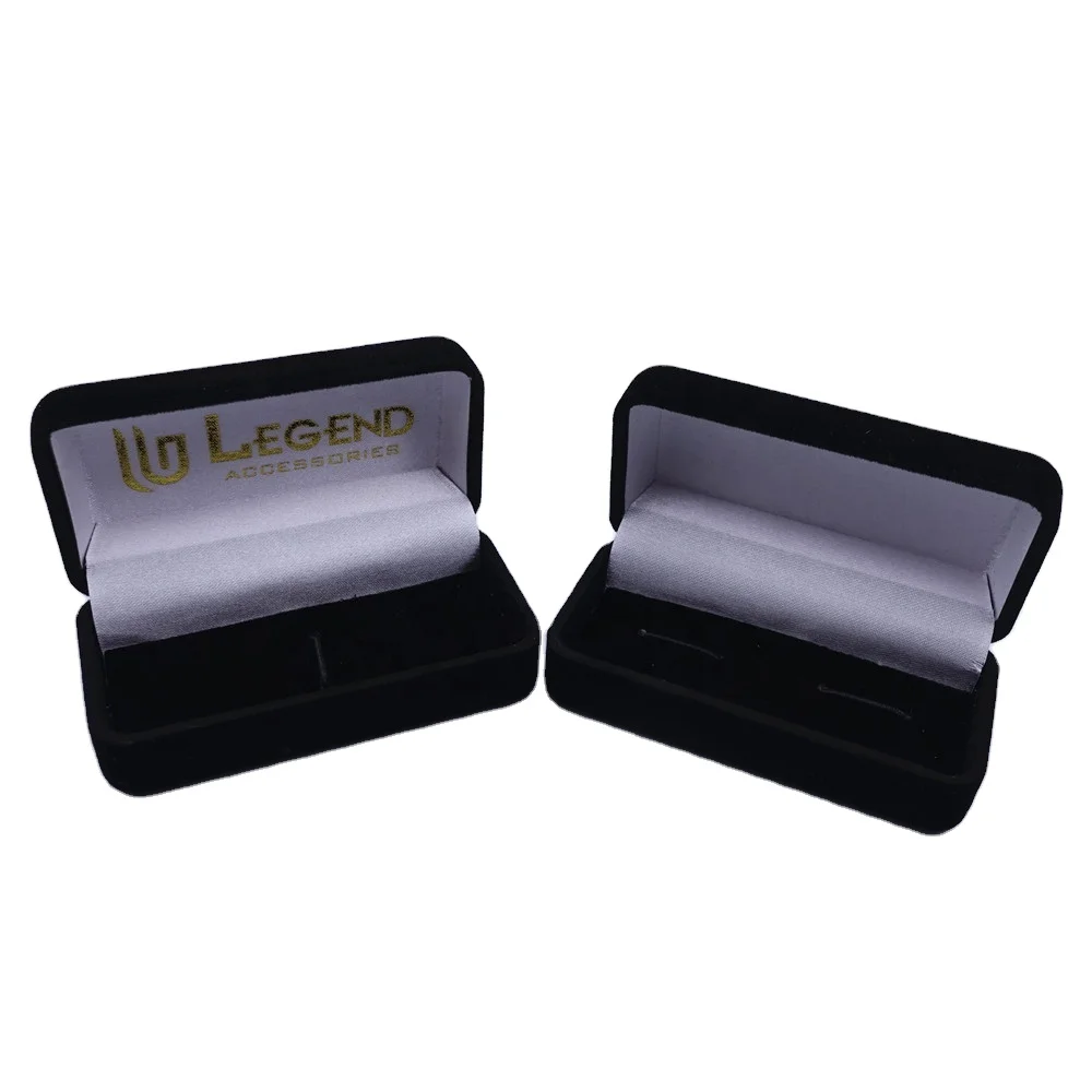 

2021 Wholesale Custom Logo Black Luxury Gift Jewelry Cufflink Velvet Box, Black/blue/red