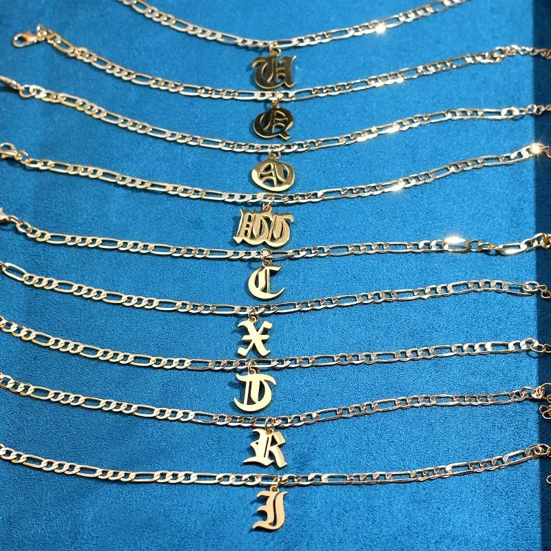 

Gold Alphabet Anklet Boho Summer Beach Barefoot Foot Jewelry Gift A-Z Letter Initial Anklets Bracelet For Women, Gold, silver