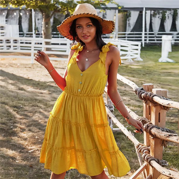 

2021 New Fashion Summer Solid Sexy Solid Sexy Casual Sexy Women Girl'S Dresses Beautiful Skirt For Beach Holiday