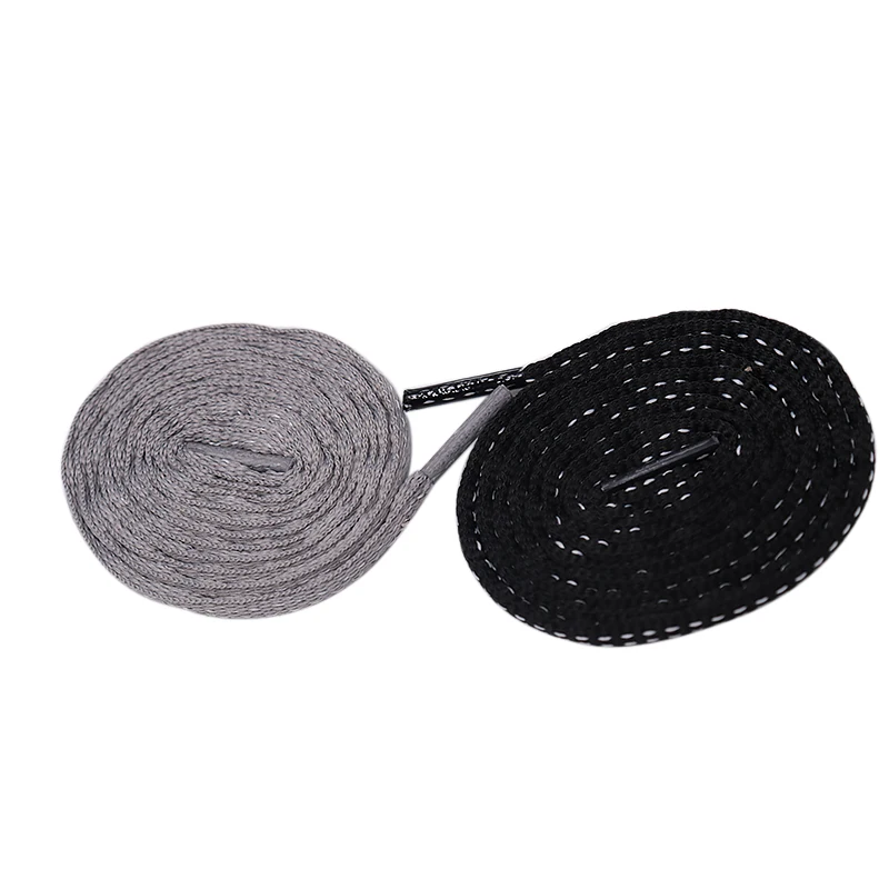 

Coolstring Classical Design Thin Type And Light Weight Gray And Black Two-Color Oval Polyester Shoelaces With High Quality For Shoes, Customized