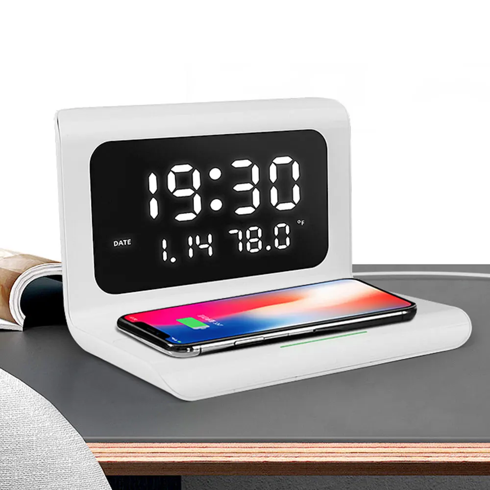 

New wireless charger 3 in 1 wireless charger with alarm LED display, Black,white
