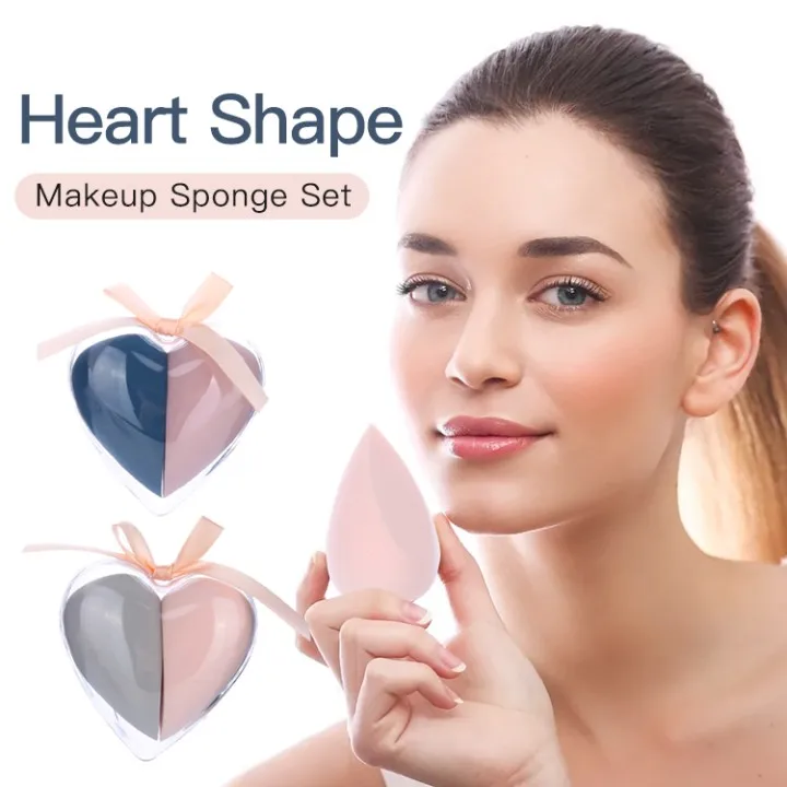

Lameila Water drop makeup heart shape blenders 2pcs heart shaped package beveled christmas beauty makeup sponge with laser logo, Red,brown,green or customizing makeup sponge