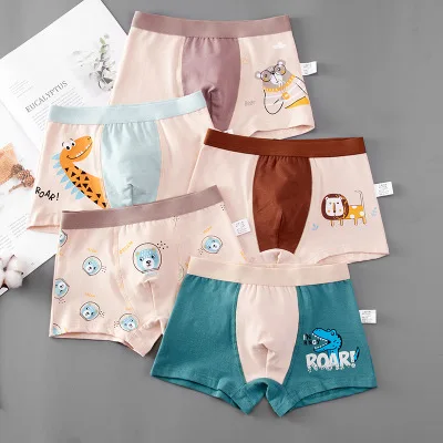 

2~16 Years Wholesale boys' underwear boxer cartoon dinosaur children's underwear 40S cotton student boy shorts