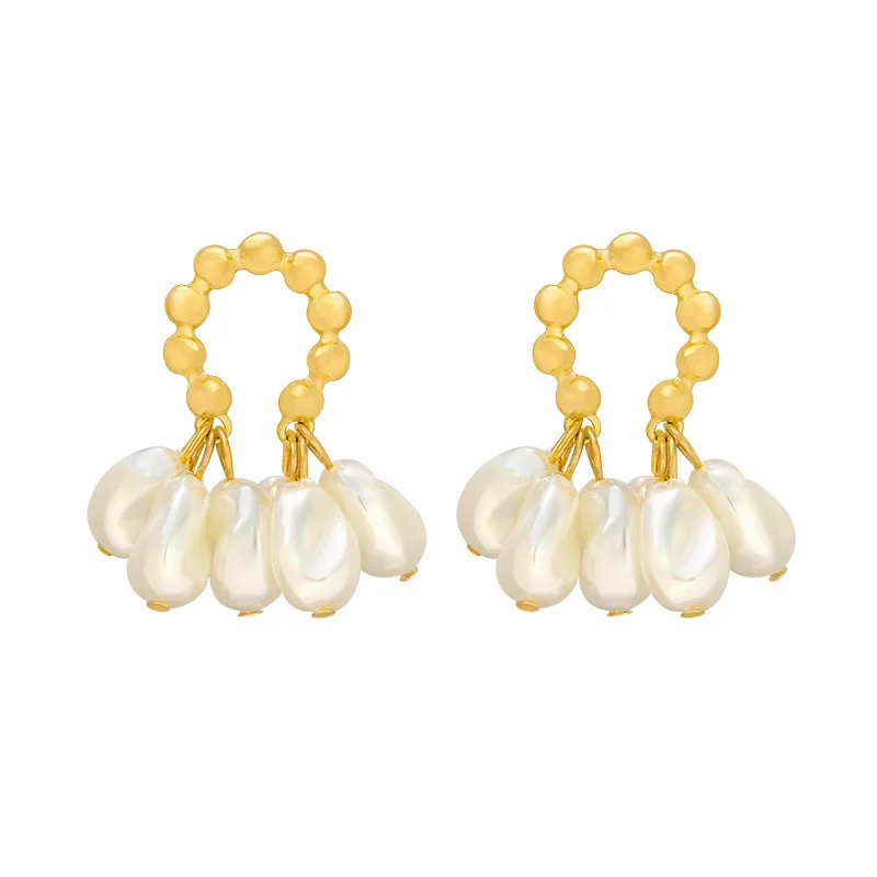 

JUHU New Eardrop Niche Baroque Pearl Earrings Fashion Joker Eardrop